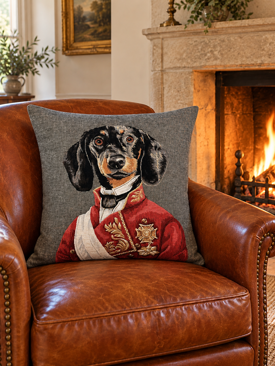 Dachshund Portrait Pillow Cover - Dog Gift - Woven Pillow