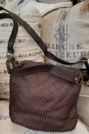 italian leather weaved handbag