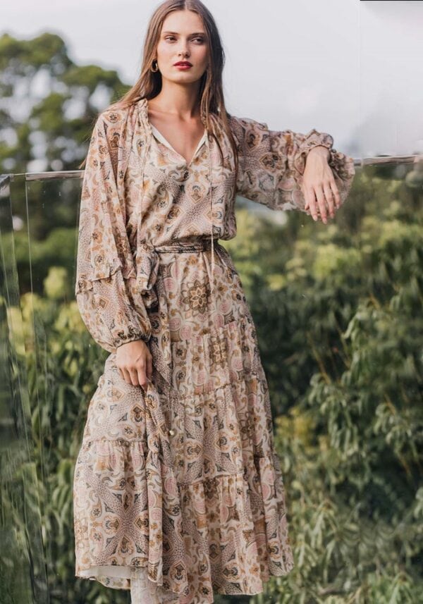 three of something your sonet tie back maxi dress