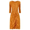 alquema 3/4 sleeve smash pocket dress gold