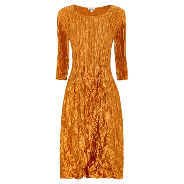 alquema 3/4 sleeve smash pocket dress gold
