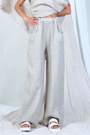 pure linen beige trouser