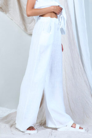 pure linen white trouser